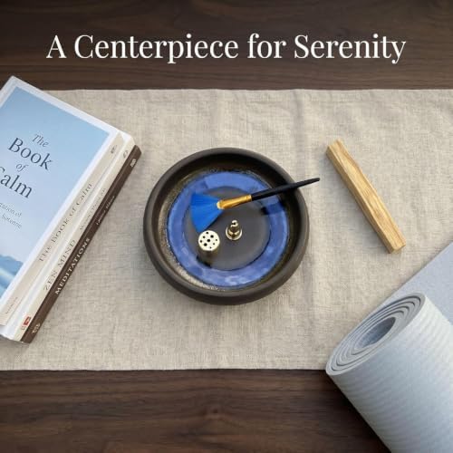 6 Inch Japanese Incense Holder for Stick,Ceramic Handmade Brown