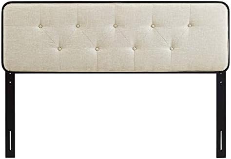 Modway MOD-6234-BLK-BEI Collins Tufted Queen Fabric and Wood Headboard, Black Beige