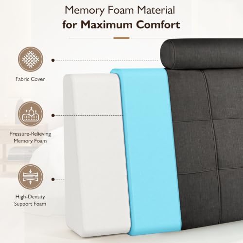 Queen Headboard with 2 Headrests, Memory Foam Upholstered Headboard