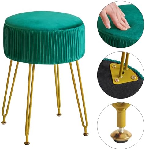 IBUYKE Storage Footrest Chair Ottoman, Makeup Vanity Stool, Green LG-20L