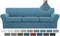 Turquoize 4 Piece Sofa Covers for 3 Cushion Couch Sofa Slipcover Soft Couch Cover for Dogs-Washable Sofa Furniture Covers with 3 Individual Large Cushion Covers, Feature Fabric (XL Sofa, Storm Blue)