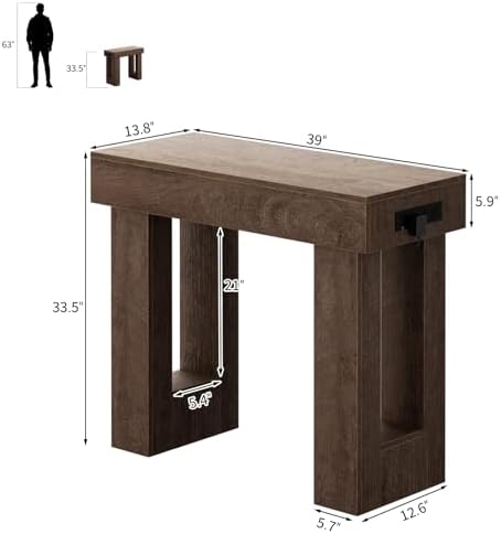 Unikito 39" Entry Table with Sensor Light & AC Outlets with USB-C Ports