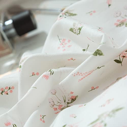 Pink Floral Duvet Cover Set 100% Cotton Queen(90"x90"),White Pink