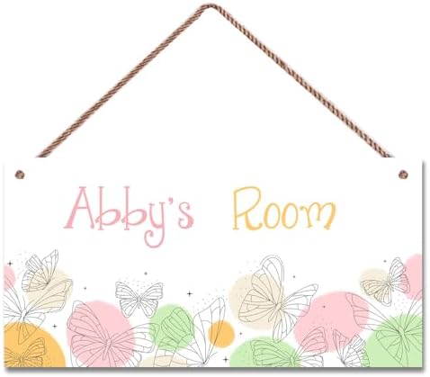 Personalized Butterfly Sign Fantasy Art Décor For Kids Room Custom Name Door Wall Decor, Floral Nursery Art Boys Room Girls Bedroom
