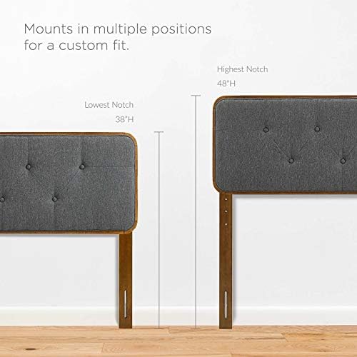 Modway MOD-6235-WAL-CHA Collins Tufted King Fabric and Wood Headboard, Walnut Charcoal
