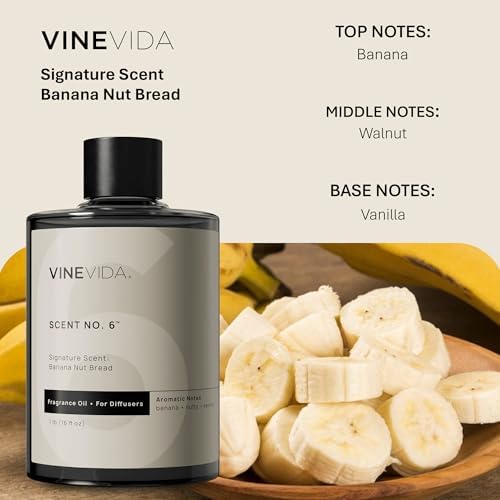 VINEVIDA [16 Fl Oz] Banana Nut Bread Fragrance Oil for Cold Air Diffusers, Essential Oils for Diffuser Oil Refill & Air Freshener Room Spray