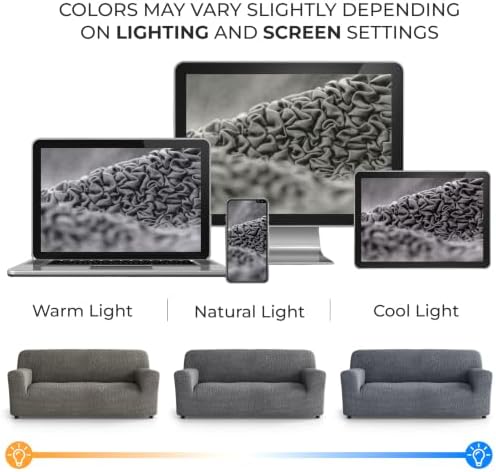 PAULATO Premium Stretch Couch Covers for Sofa - Sofa Chair Cover Washable, Dogs & Pets Friendly - Elastic Polyester Loveseat Slipcovers - Non-Slip Love Seat Couch Covers - Dark Grey (64"-85" Wide)
