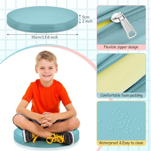 Juexica 8 Pcs Floor Cushions Kids, Advanced Color, 13.8 x 13.8 x 2 Inch