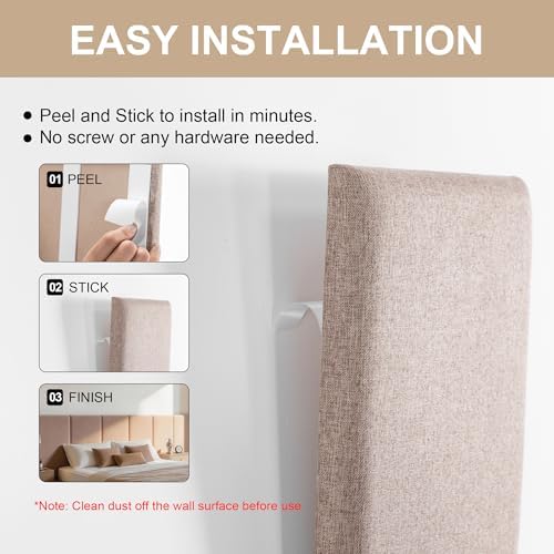 Fromann Upholstered Wall Mounted Headboard for Queen/TXL/King Size Beds, Peel and Stick Headboard 23.6" x 11.8"/PC, Interior Wall Panels for Bedroom Study, Headboards Only (6, Light Brown)