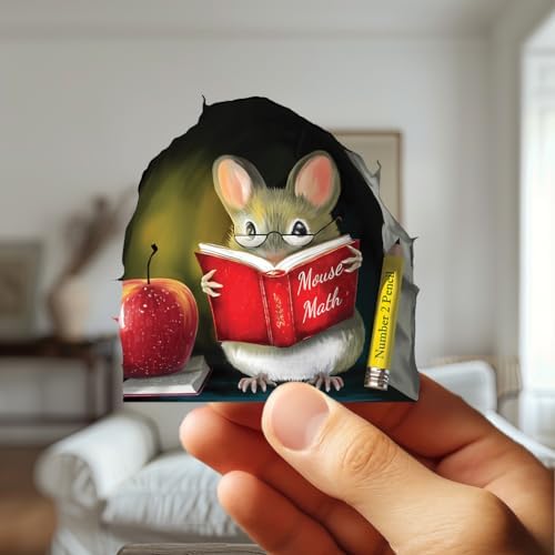 Teacher’s Pet Mouse Wall Sticker – Adorable 3D Reading Mouse Décor for Classroom, Kids Room & Book Lover Gift by MICESTERPIECE