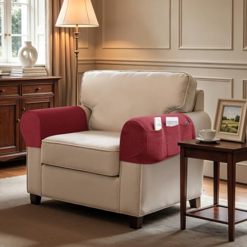 SUBRTEX Stretch Couch Arm Covers Set of 2, Non-Slip Sofa Armrest Slipcovers