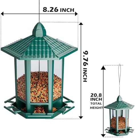 Birdream 4 Pack Bird Feeders for Outdoor Hanging, 10 LB Fun Installation Retro Pagoda Design Bird Feeder, Attracting Wild Birds Chickadees Goldfinches Cardinals Finches and Sparrows (Green)