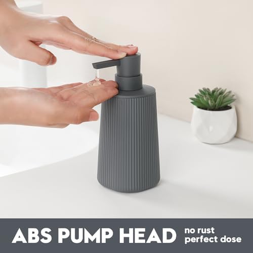 YAUKPH Small Soap Dispenser for Bathroom and Kitchen Matte Dark Gray