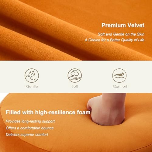 Round Velvet Storage Ottoman, Small Tufted Vanity Stool for Dorm