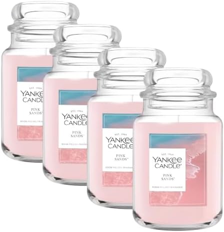 Yankee Candle Pink Sands Scented Candle, 22oz Large Jar with up to 150 Hour Burn Time, Giftable, Birthdays (Pack of 4)