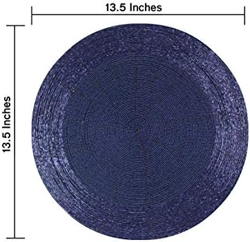 COTTON CRAFT Glitz Handmade Beaded Charger Placemats - Set of 4 - Navy