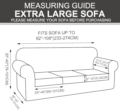 4 Pieces Stretch Couch Cover for Oversized Sofa, Steel Blue