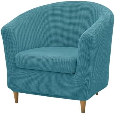NILUOH Club Chair Slipcover 2-Piece Stretch Barrel Chair Covers Jacquard Tub Chair Slipcovers Soft Armchair Sofa Covers for Living Room