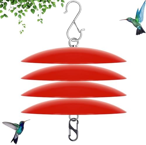 8-Inch Mini Rain Guard for Hummingbird Feeder,Bird Feeders Shade Dome Guard,Squirrel Baffle for Hanging Feeder in the Outdoors (Red), 4 Pack