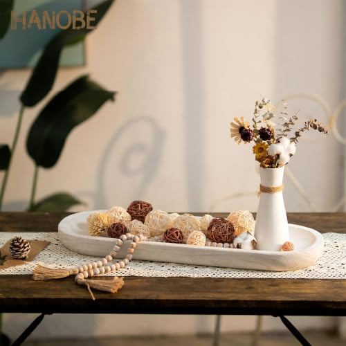 Hanobe Extra Large Wood Decorative Bowl for Table Centerpiece, 25.5" White