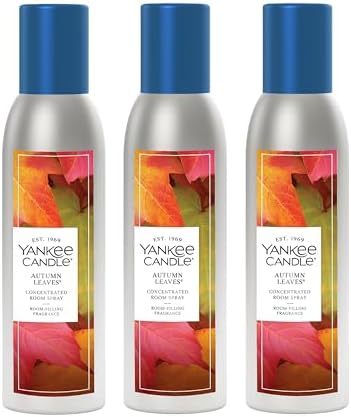 Yankee Candle Concentrated Room Spray Air Freshener, Instant Home Fragrance, Odor Eliminating Spray, Autumn Leaves (Pack of 3)