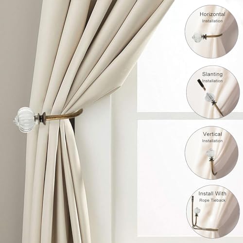 Vintage Curtain Holdbacks 2Pcs - Pumpkin Shaped, Metal Curtain Side Holders for Wall, Small Drapes Pull Backs Hook, Window Drapery Tie Backs Wall Mounted, Curtain Hardware Accessories