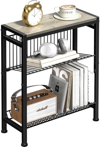 Narrow Side Table, 3-Tier End Table, Small Nightstand