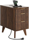 Kalrin 13" W Fluted Narrow End Table with 3 Drawers(Dark Walnut)