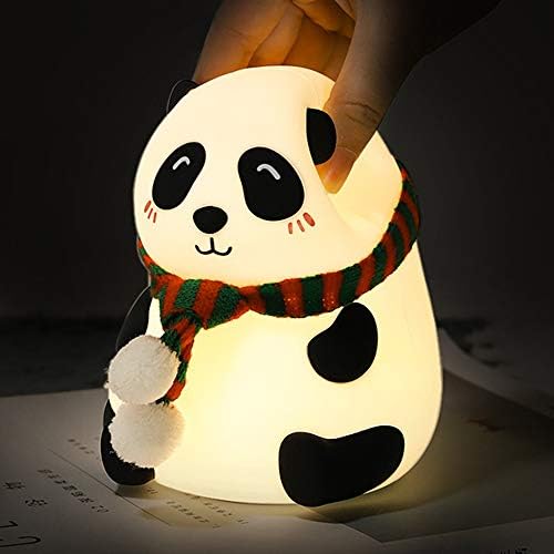 LED Kids Night Light Cute 7 Colors Panda Nursing Night Light Non-flickering Eye-caring Lamp-USB Rechargeable, Touch Control, Multi-color and Warm White Can be Switched, Ideal Gift
