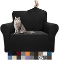 YEMYHOM Couch Cover Latest Jacquard Design High Stretch Sofa Chair Covers for Living Room, Pet Dog Cat Proof Armchair Slipcover Non Slip Magic Elastic Furniture Protector (Small, Black)