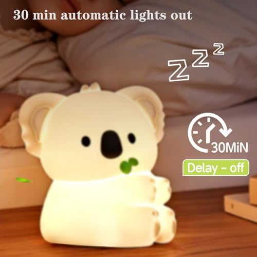 Cute Koala Night Light, LED Squishy Night Lamp, 7 Colors Dimmable Timer Nursery Nightlight for Kids, Rechargeable Touch Lamp, Dorm Decor, Kids Funny Gifts(Koala)