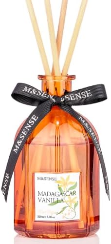 M&SENSE Reed Diffuser, Madagascar Vanilla, 7.7 oz Natural Essential Oil