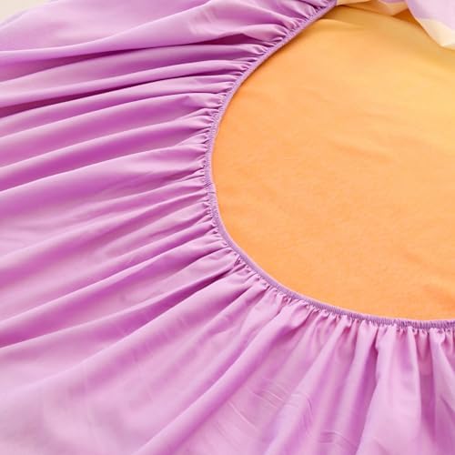 Bedding Fitted Sheet with Deep Pocket,Thicken Printed Fabric Bed Sheets (Orange, Queen)