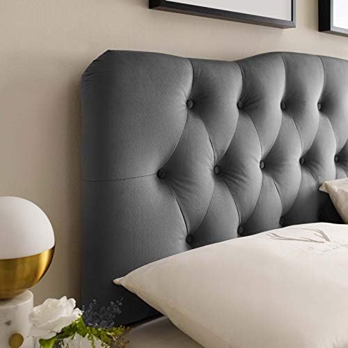 Modway Annabel Diamond Tufted Performance Velvet King Headboard in Gray