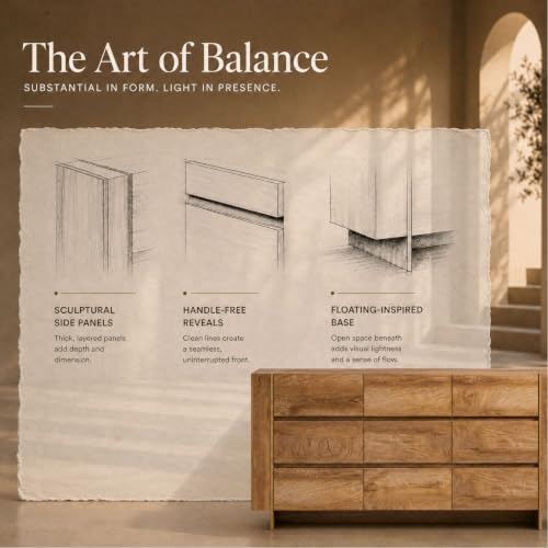OKD 63" Modern 9 Drawer Dresser for Bedroom, 20" Depth for More Storage