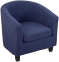 NILUOH Stretch Club Chair Slipcover 2-Piece Set for Barrel & Tub Chairs, Soft Armchair Cover - Removable Washable Furniture Protector, Living Room Armchair Cover,Dark Blue