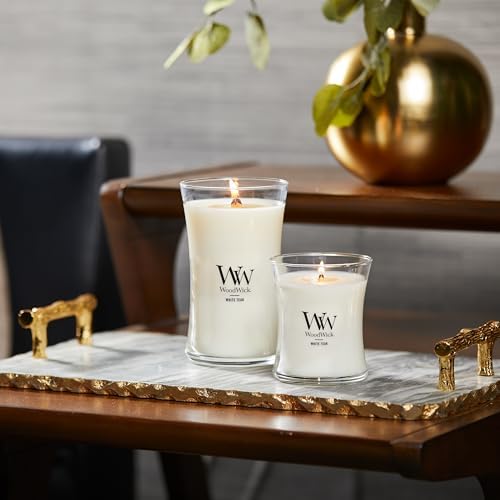 WoodWick White Teak Scented Candle, Crackling Wick, 21.5oz