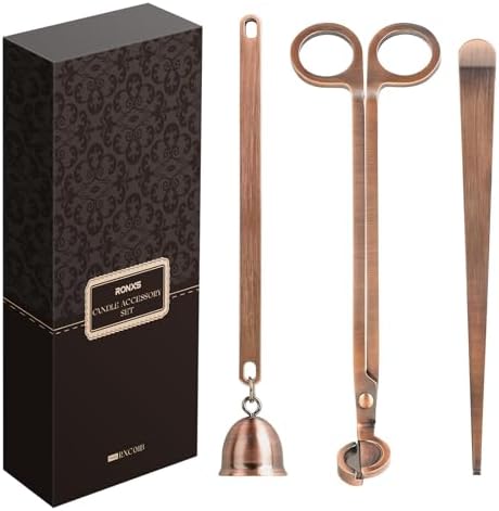 RONXS 3 in 1 Candle Wick Trimmer Set, Snuffer, Dipper, Cutter, Copper