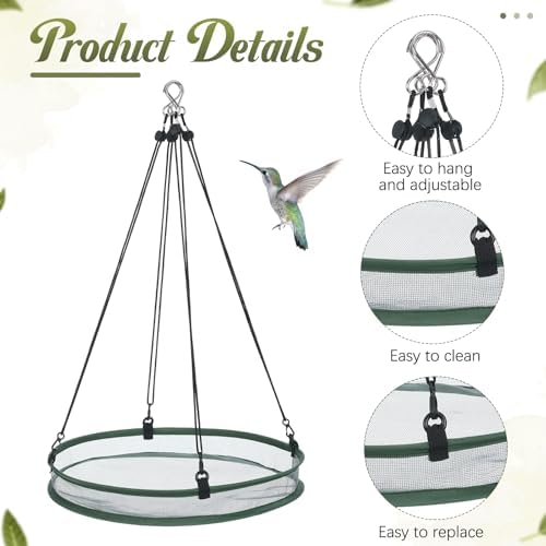 FoldTier 2 Pack 16 in Bird Feeders Seed Catcher for Outdoor, Hanging Tray