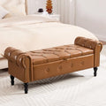 Storage Bench 51" Faux Leather End of Bed Benches Brown