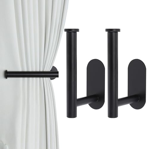 Groleca Adhesive Curtain Holdbacks Curtain Tie Backs,2 Pack, Black