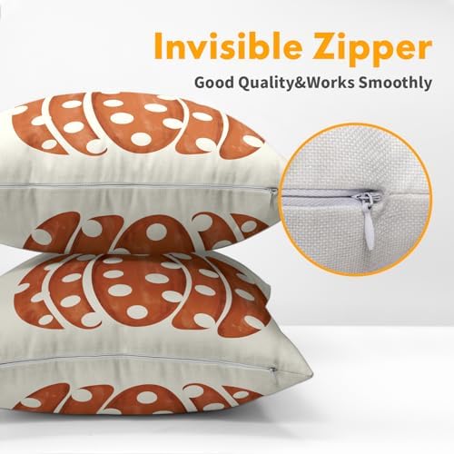 Fall Pumpkin Throw Pillow Cover 16X16 Inch Set of 2 Autumn Orange Pumpkin Outdoor Pillow Cases Polka Dot Beige Thanksgiving Farmhouse Square Cushion Covers for Sofa Couch Porch Patio Home Decor