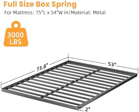 2 Inch Full Metal Box Spring with Round Corners, Low Profile bed slat
