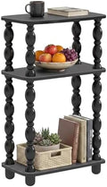 Narrow Side Table, Small End Table with 3 Tier Shelf, Retro Couch Side Table for Living Room, Vintage Farmhouse End Table, Bedroom Skinny Bedside Table Nightstand(Black)