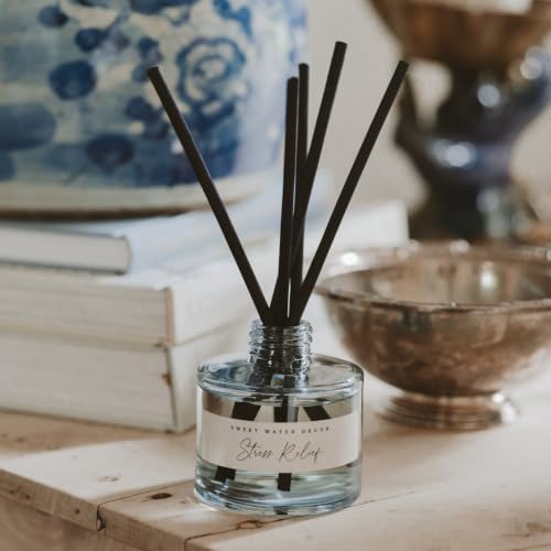 Sweet Water Decor Stress Relief Reed Diffuser Set, Blue Tinted Glass Jar