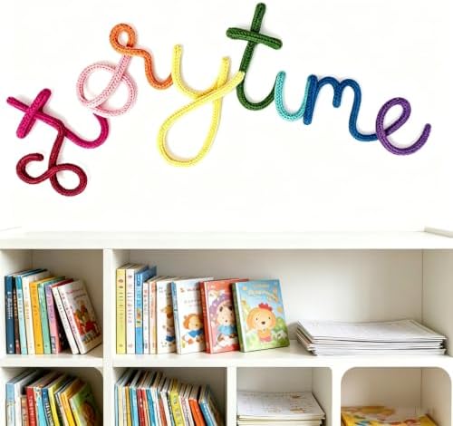 Handmade Storytime Wall Sign-Knitted Wire Storytime Sign Reading Corner Sign Decor story time wall sign wire Letters Book Corner Decor for Kids Room Nursery & Playroom (purple)