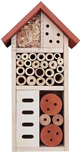 Lulu Home Wooden Insect House, Hanging Insect Hotel for Bee, Butterfly, Ladybirds, Beneficial Insect Habitat, Bug Hotel Garden, 10.4 X 3.4 X 5.4 Inch