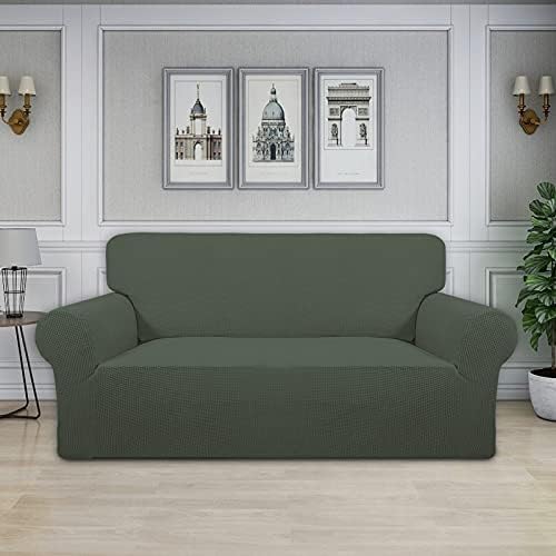 Easy-Going Stretch Oversized Loveseat Couch Covers Washable Olive Green