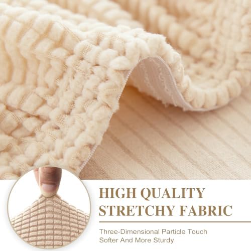 LA MEACK Couch Cushion Cover Seat Cushion Cover Stretch Armchair Cover Separate Sectional Sofa Slipcovers Furniture Protector(1 Piece for Seat or Sofa Backrest, Natural)