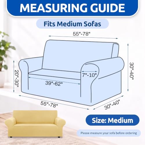 KEKUOU Stretch Loveseat Couch Cover, 2 Cushion Couch Slipcover,Champagne